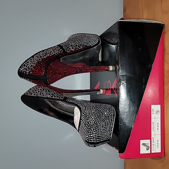 ALBA LOLA Black Suede BLING Heels SZ 7.5 - Picture 2 of 9